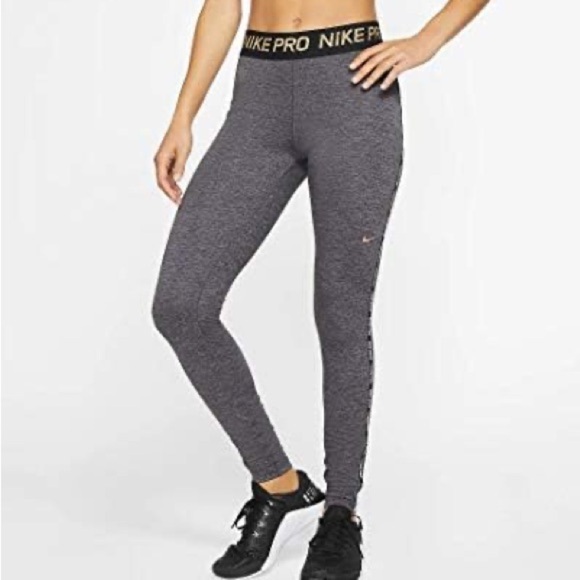 Nike Pro Warm Womens Metallic Tights Gray & Black BV5161-080 Medium - Picture 13 of 13